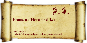 Hamvas Henrietta névjegykártya